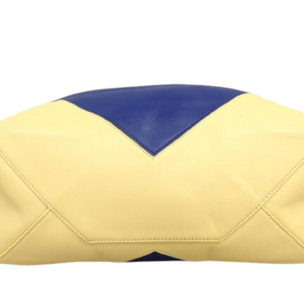CELINE Tote Bag Horizontal Cabas - Cream Yellow Blue Calf Leather Men's Women's — Like New