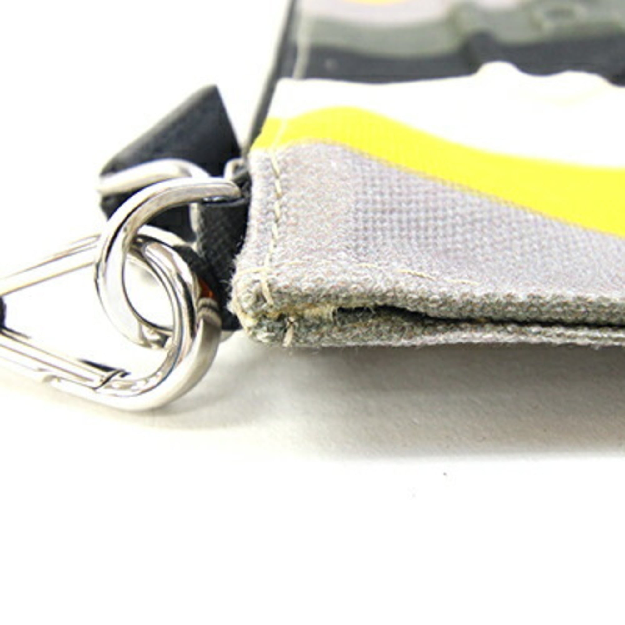 Prada Clutch Bag 2NH005 Multicolor Canvas Leather Handbag Pouch with Hand Strap Stripe Men's Women's PRADA — Like New