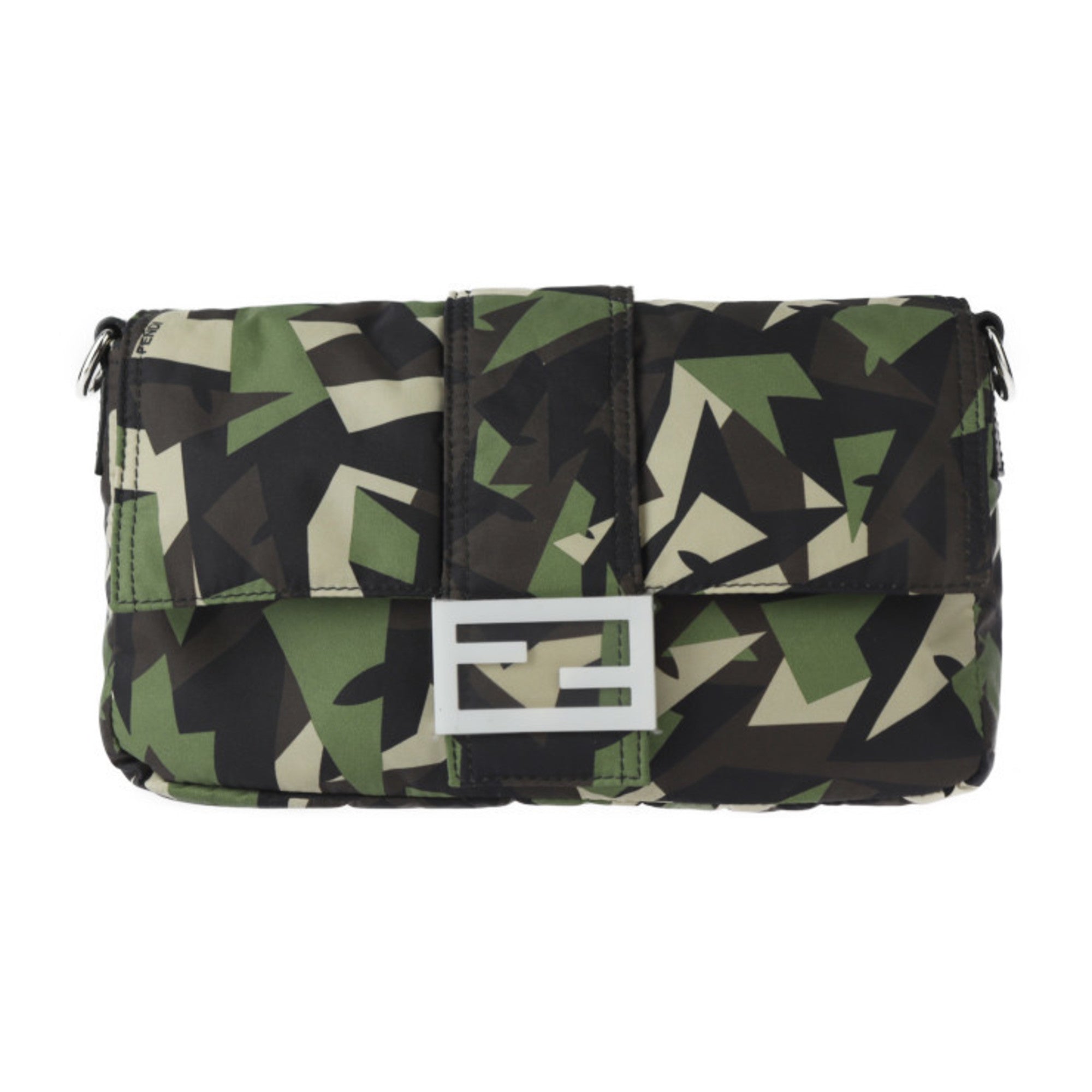 FENDI Mamma Bucket Camouflage Shoulder Bag 7V72 Nylon Leather Green Beige Black Waist Clutch 3WAY Military Pattern 2406063007036R1 — Like New
