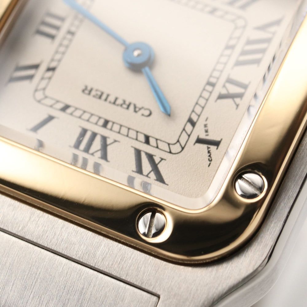 Cartier Santos Galbee SM Watch, 18K (Yellow Gold) Stainless Steel, Ladies, Silver Tone, W20012C4 — Very Good