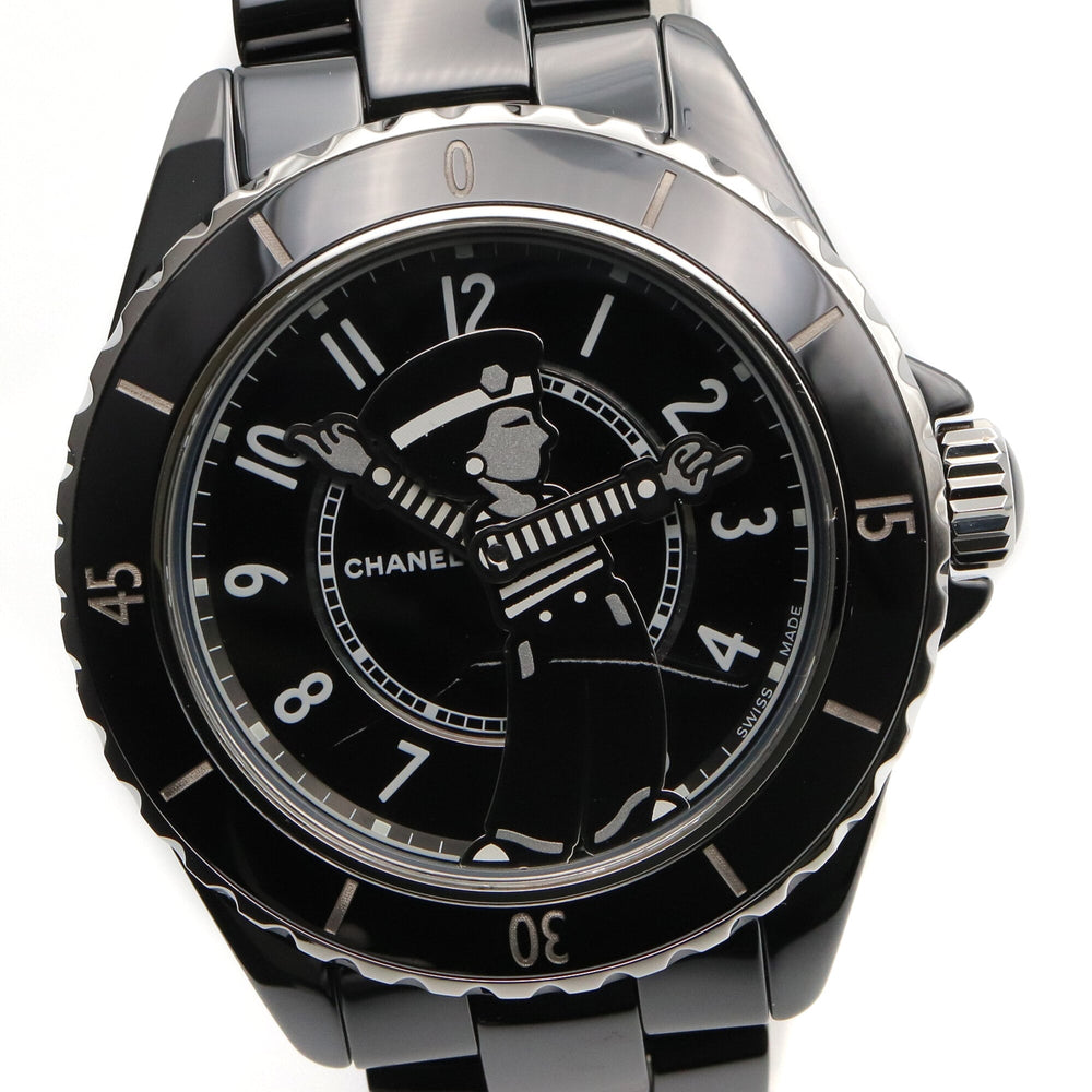 Chanel Mademoiselle J12 La Pausa Ceramic Men's Watch, Black, Model H7609 — Very Good