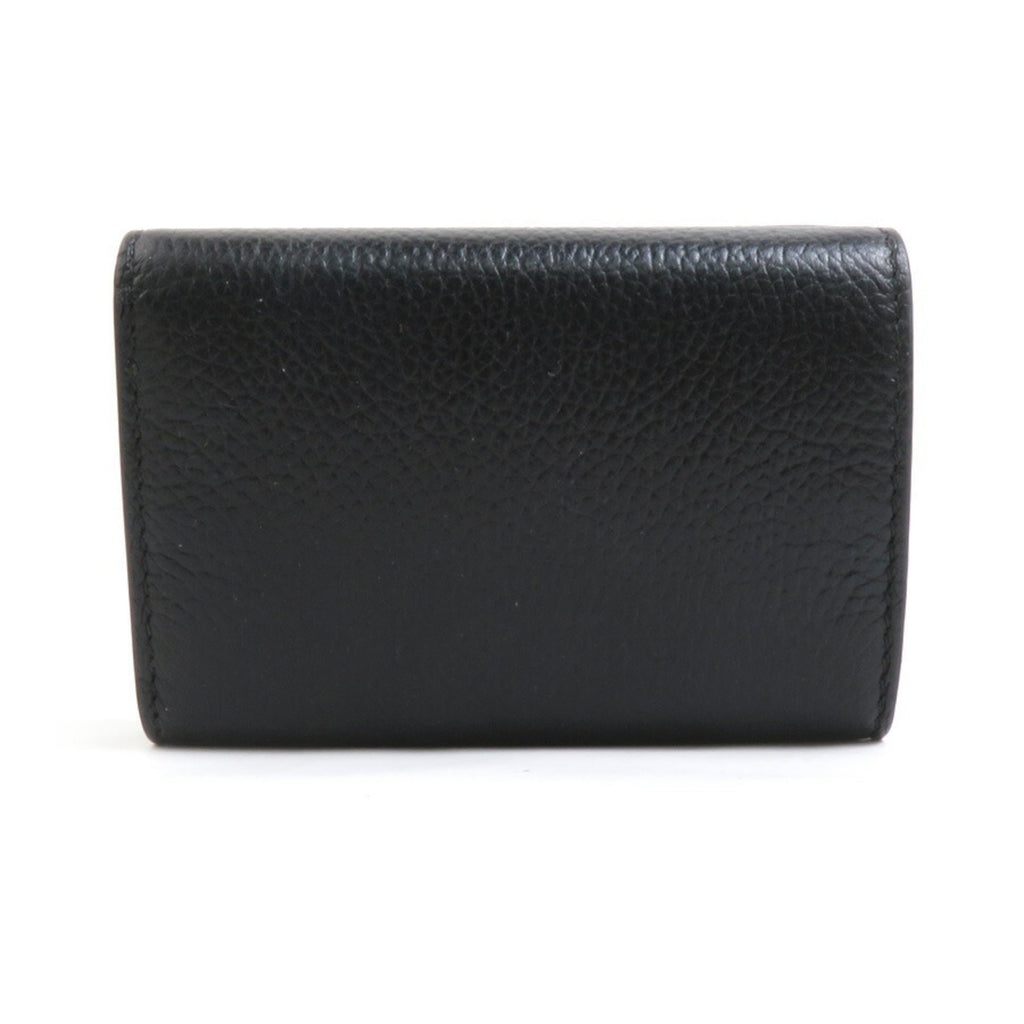 BALENCIAGA Tri-fold Wallet Leather Black Men's Women's 55908g