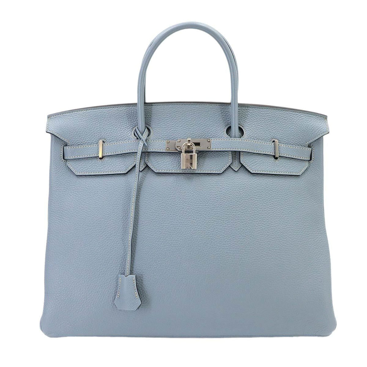 Hermes Birkin 40 Togo Blue Lin Handbag □Q Stamp Silver Hardware — Like New