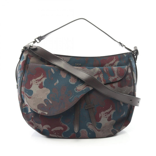 Christian Dior Dior Christian x Peter Doig Saddle Bag Shoulder Canvas Leather Women's Green Brown Multicolor