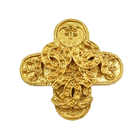 Chanel Triple Coco Mark 94A Metal Gold Brooch 0209CHANEL