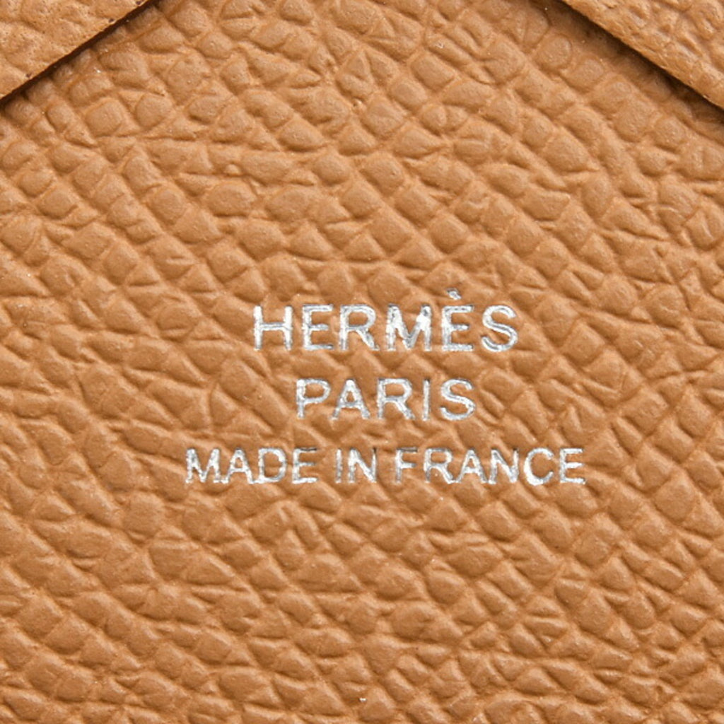 Hermes Hermès Calvi Duo Wallet for Men and Women, Card Case, Coin Double Engraved, Gold, Epsom Leather
