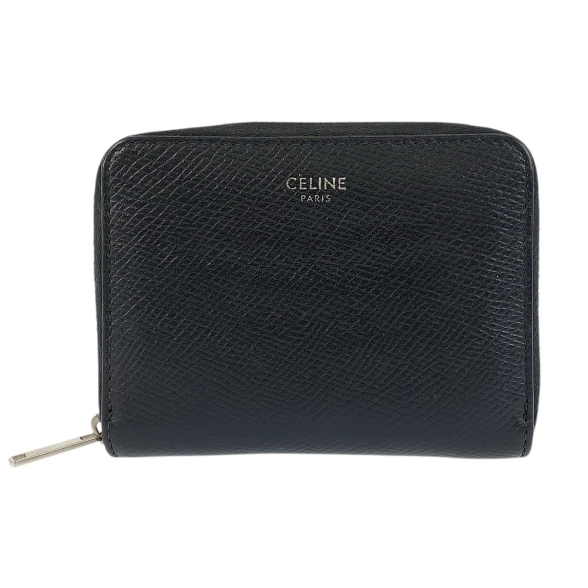 CELINE Black Leather Wallet with Silver Hardware, Men's