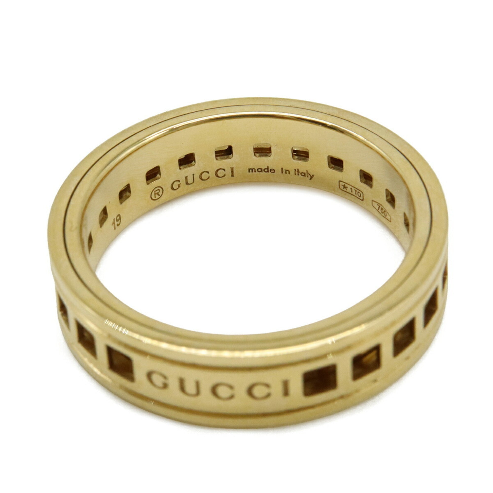 GUCCI Scroll Ring, 18KYG (750YG) Yellow Gold, Size #19 (approximately Japanese size 1) — Like New