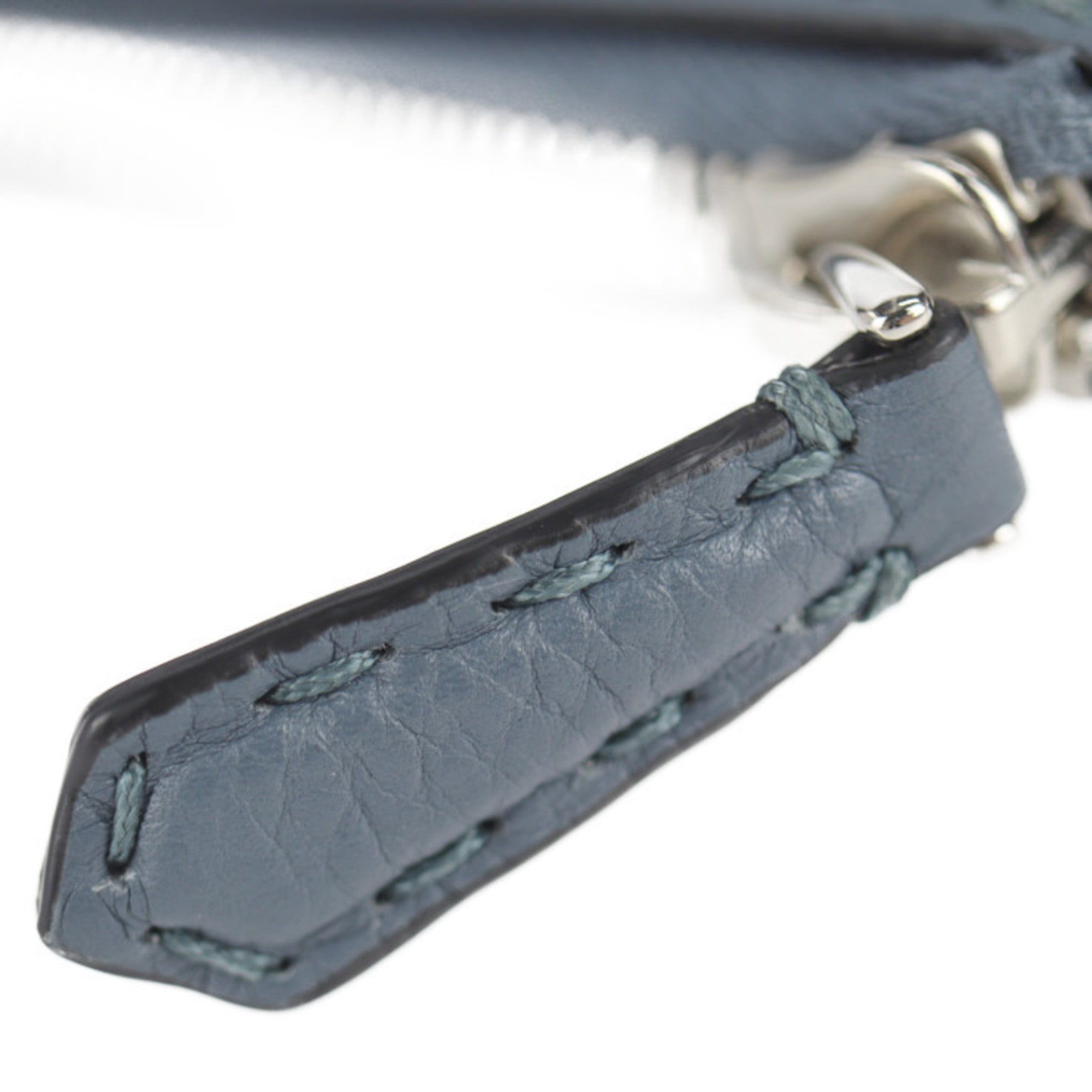 FENDI Fendi Selleria clutch bag 7M0225 leather blue gray second handbag