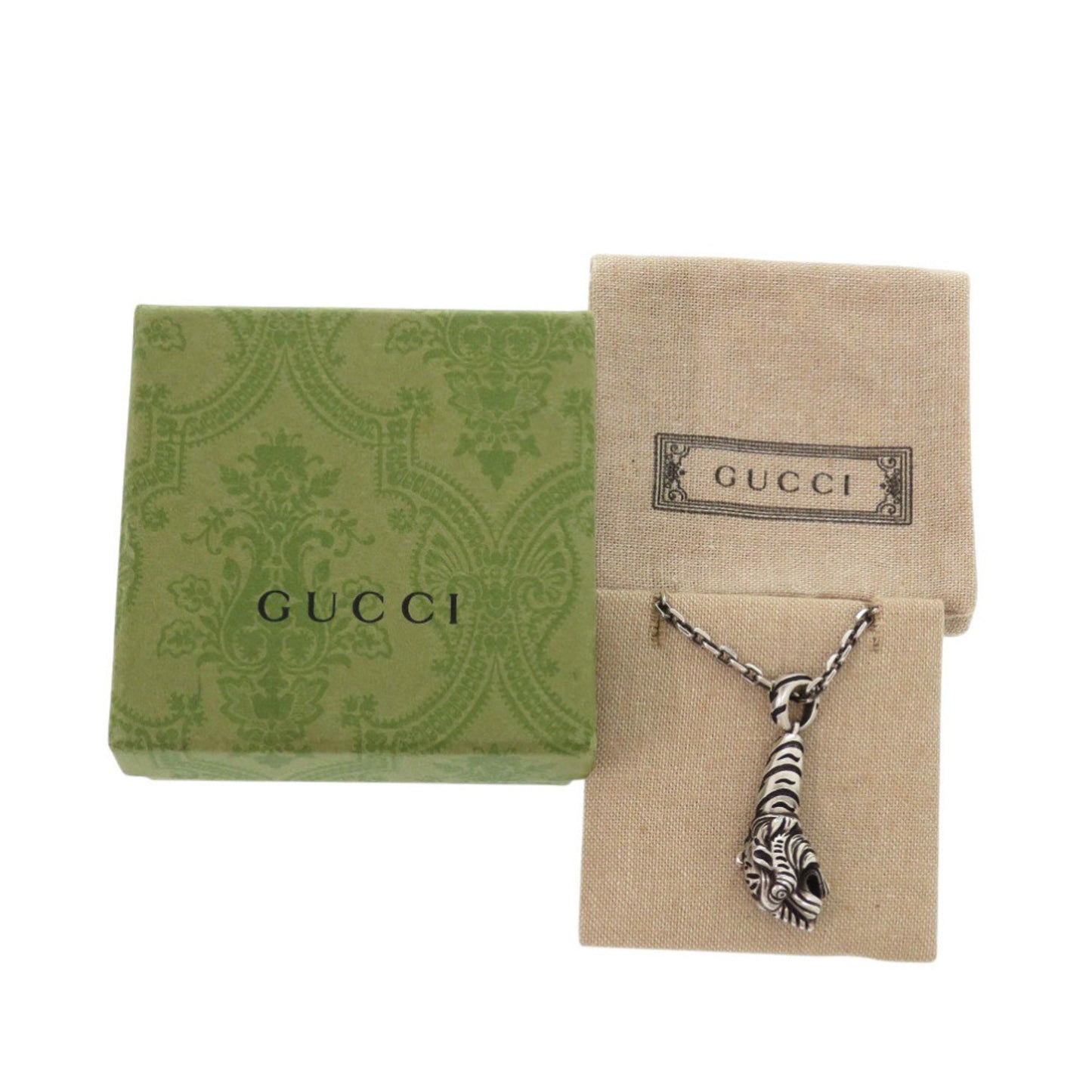 Like new Gucci Tiger Head Interlocking G Necklace in 925 Sterling Silver 1361 GUCCI