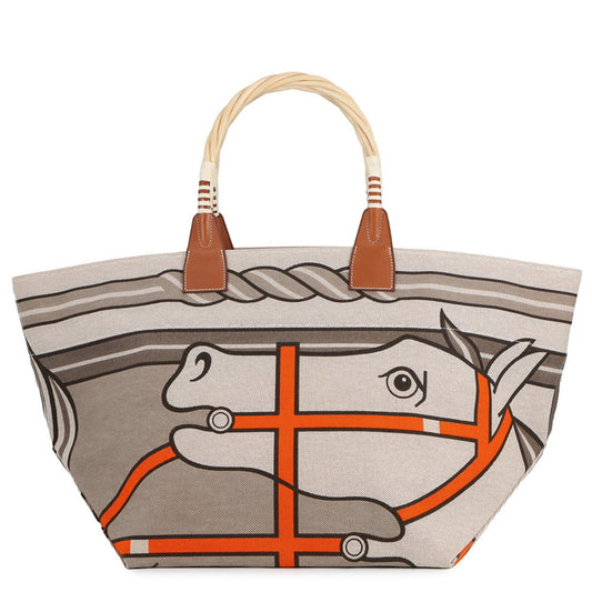 Hermes Hermès Steeple Large Tote Bag, Beige/Fauve Toile H/Barenia, □P Stamp