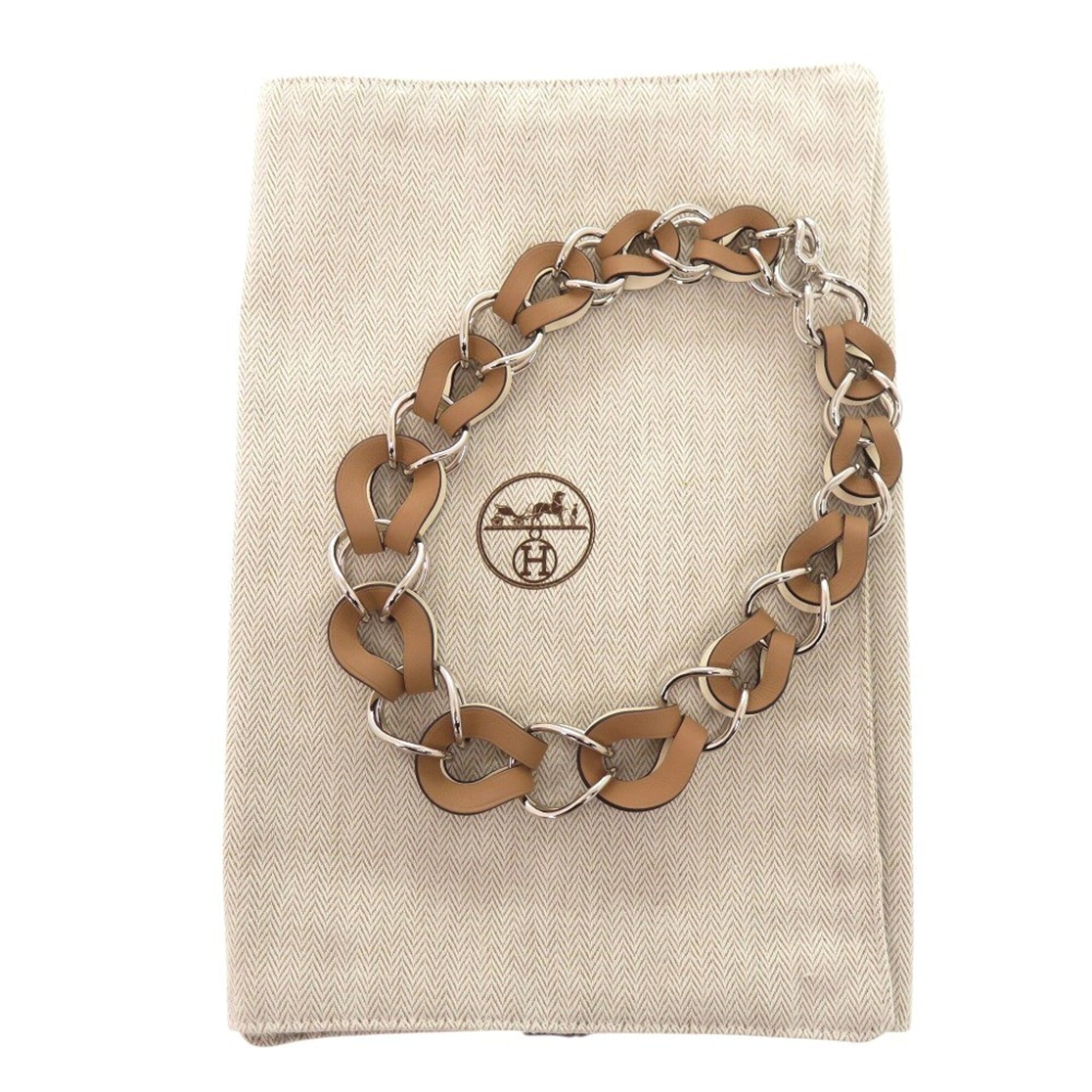 Hermes VIREVOLTE Necklace, Metal and Leather, Brown, U Stamp (Made in 2022), 1522HERMES — Like New