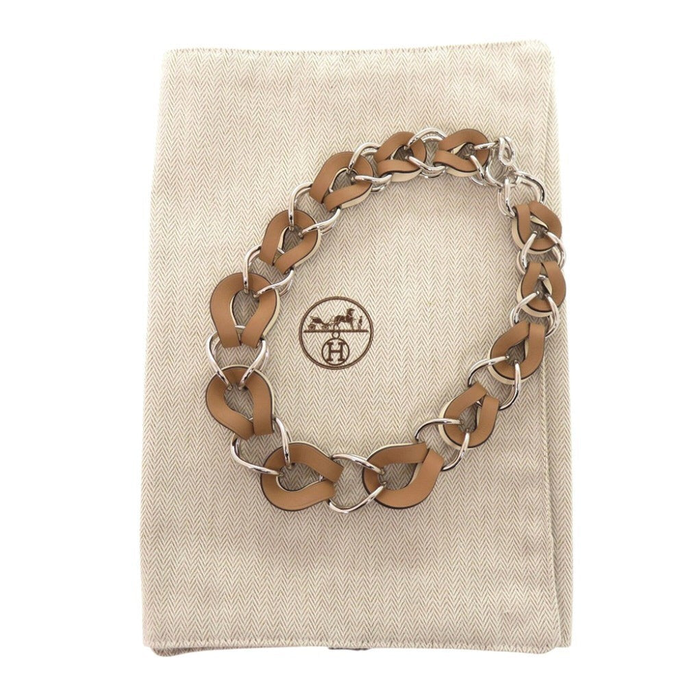 Hermes VIREVOLTE Necklace, Metal and Leather, Brown, U Stamp (Made in 2022), 1522HERMES — Like New