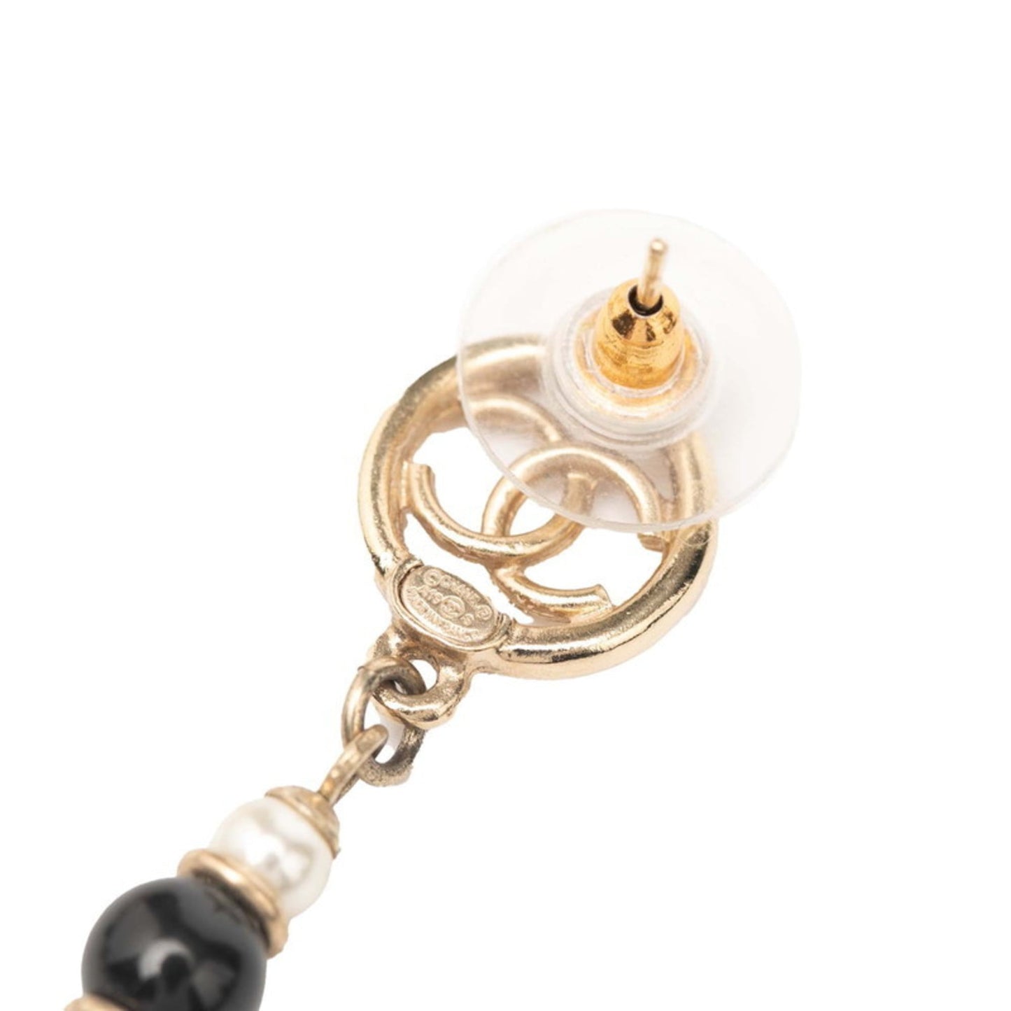 Chanel Coco Mark Swing Earrings, Gold, Multicolor Plated, Faux Pearl, Women's, CHANEL