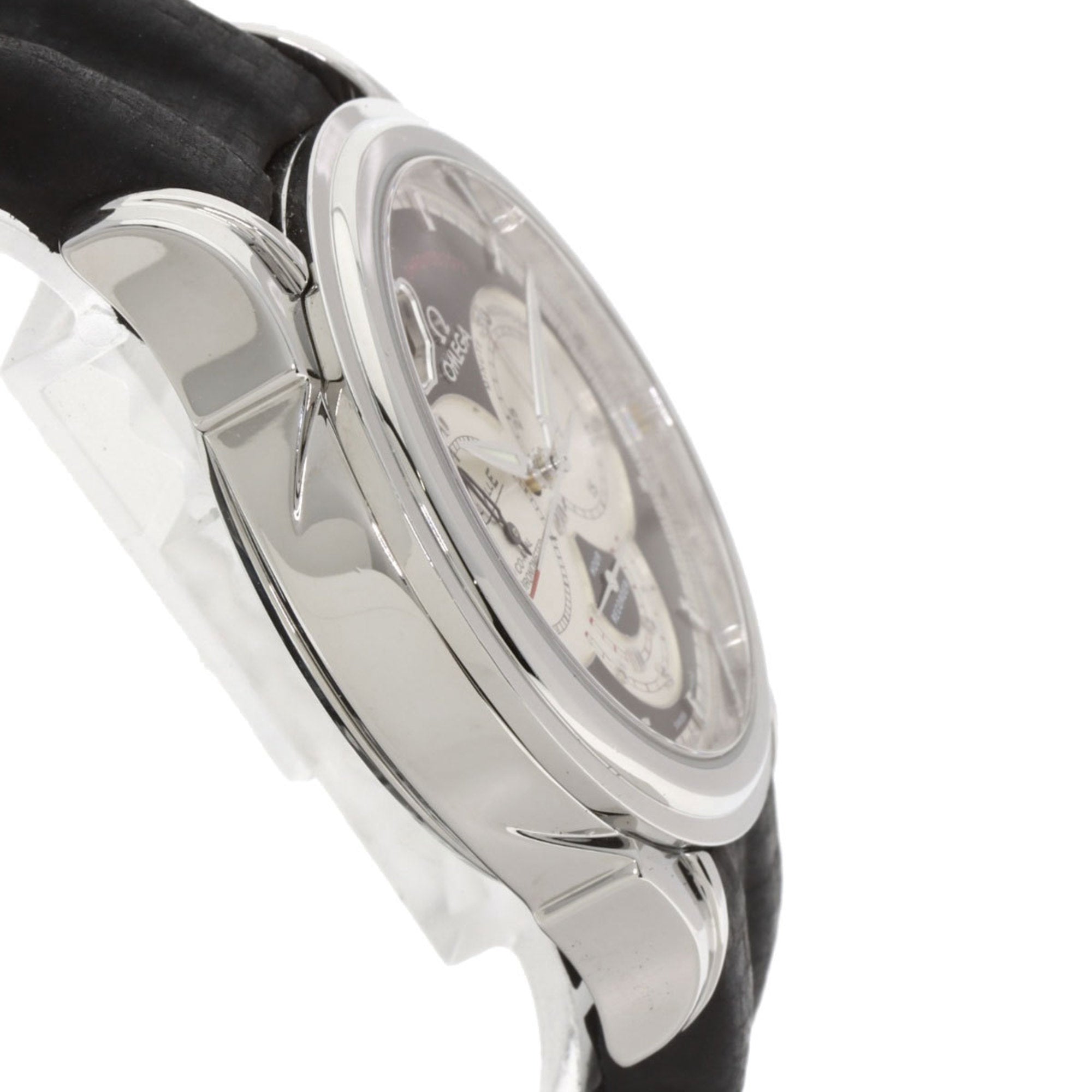 Omega De Ville Chronoscope Co-Axial Date Watch, Stainless Steel and Leather, Men's, 20230410