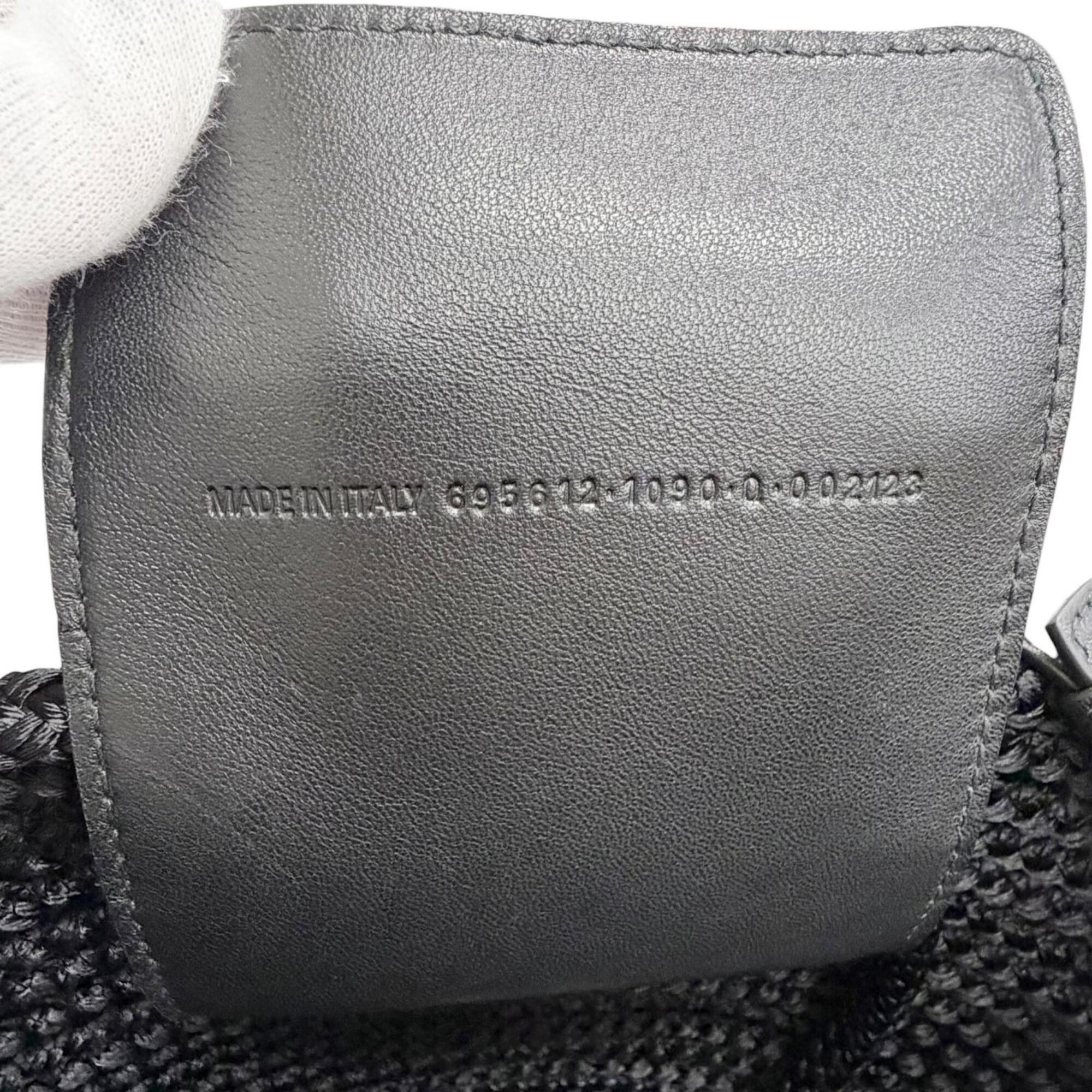 BALENCIAGA 695612 Ibiza Small Strap Logo 2-Way Basket Bag Summer Handbag Shoulder Black Made in Italy Women's with Dust — Like New