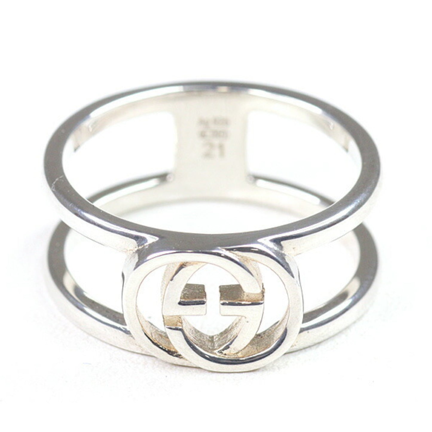 Gucci Interlocking Wide Band Sterling Silver (Ag925) Size 21 (Actual Measurements: Just under 20)