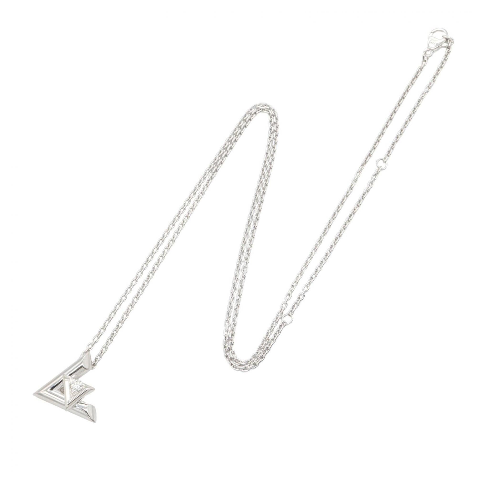 Louis Vuitton Pendant Volte 1 GM Diamond Necklace, 18K White Gold (18KWG), Diamond, Men's/Women's, Silver/Clear Tone — Like New