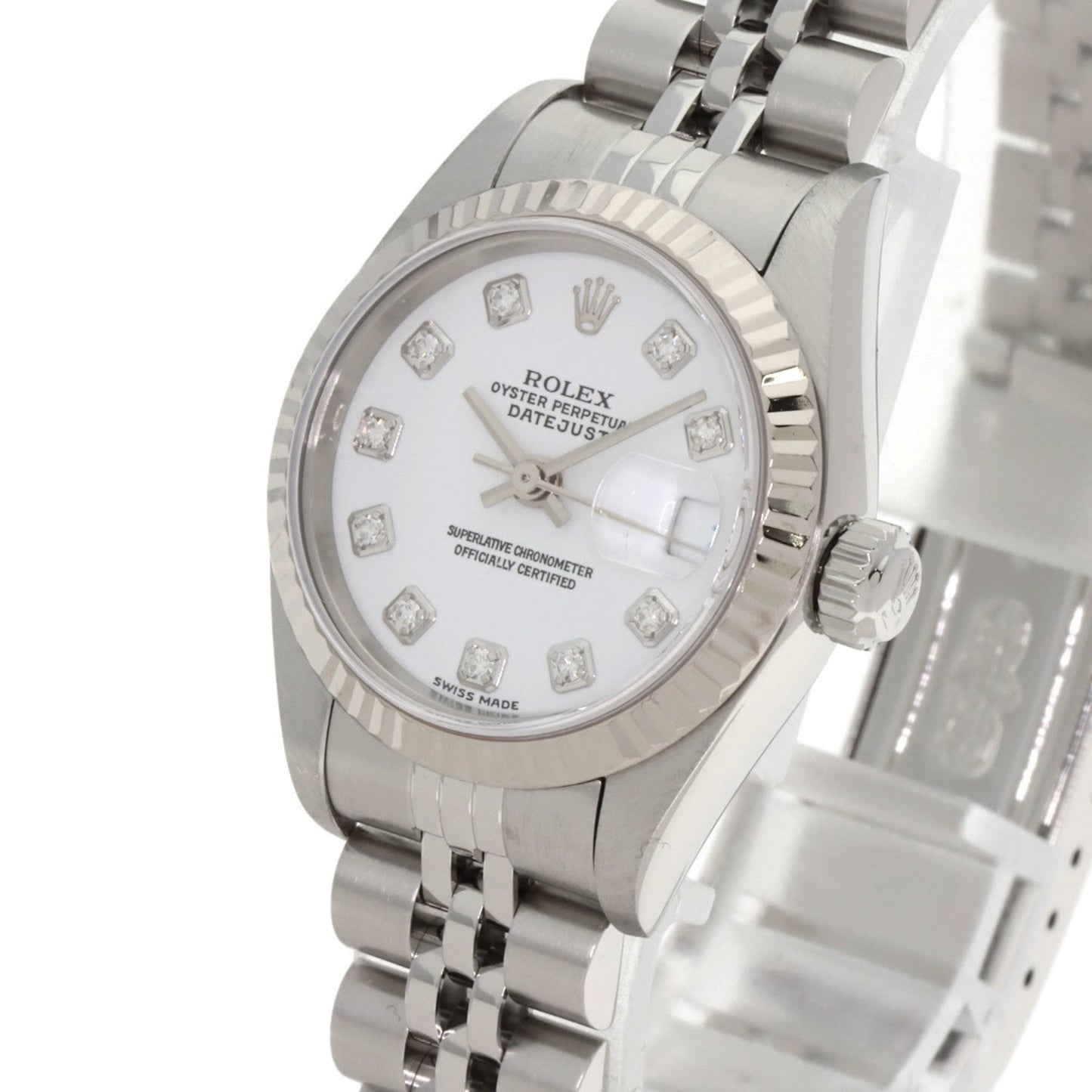 Rolex 79174G Datejust 10P Diamond Watch in Stainless Steel SS 18K White Gold for Women