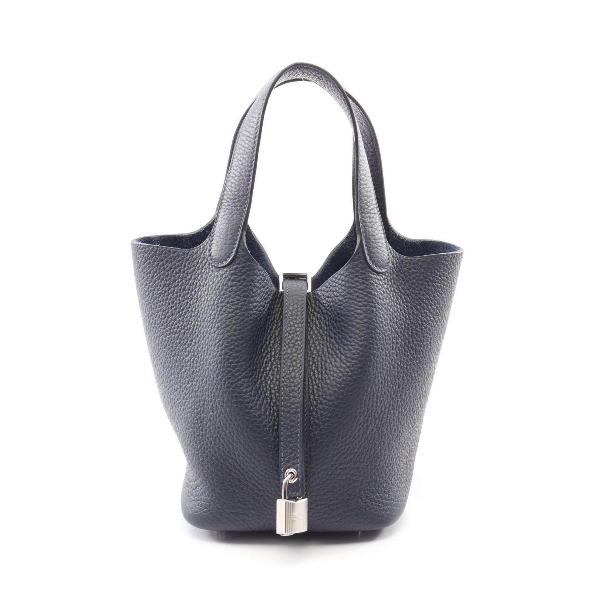 Hermes Picotin Lock PM Handbag, Leather, Taurillon Clemence Women's, Navy Blue — New - Store Return