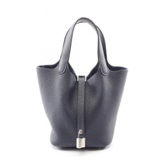 Hermes Picotin Lock PM Handbag, Leather, Taurillon Clemence Women's, Navy Blue — New - Store Return