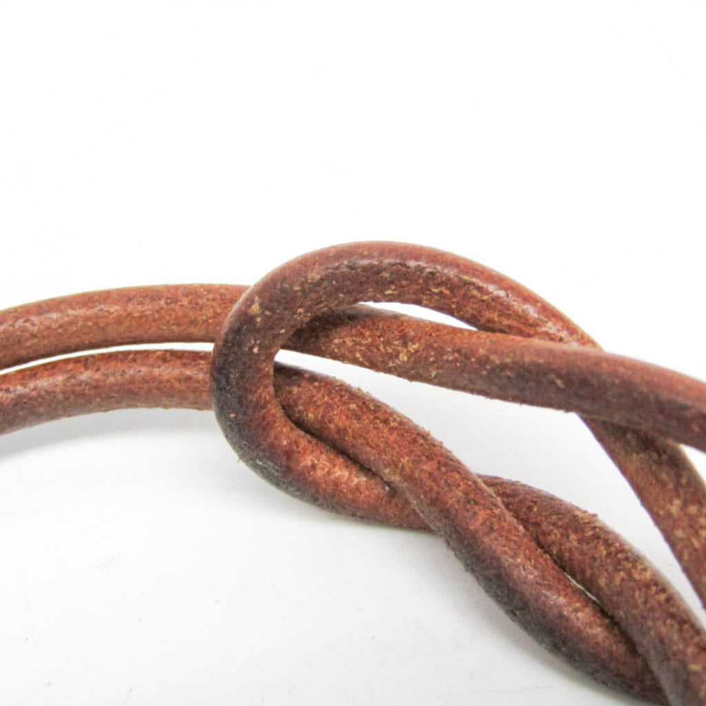 Hermes Hercule Leather,Metal Bangle Silver,Brown