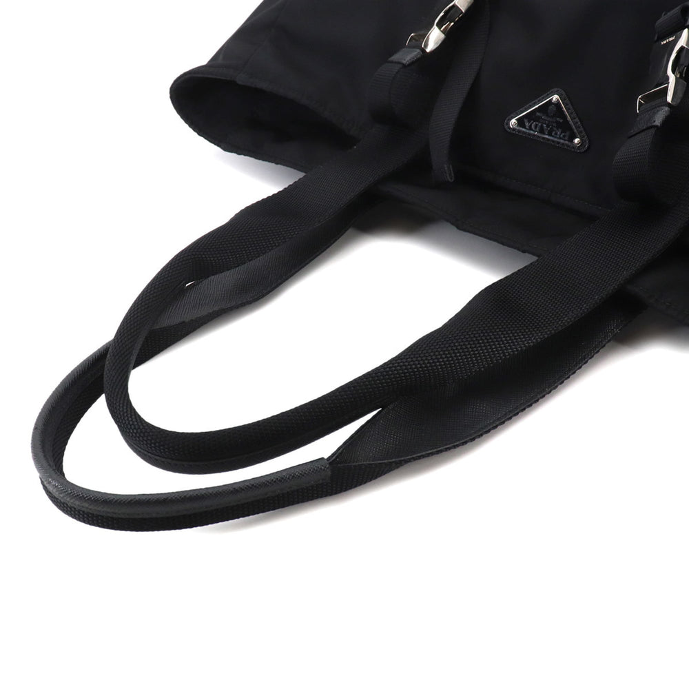 Prada PRADA Tote Handbag Nylon Saffiano Leather Nero Black 2VG042 Silver Hardware Bag — Like New