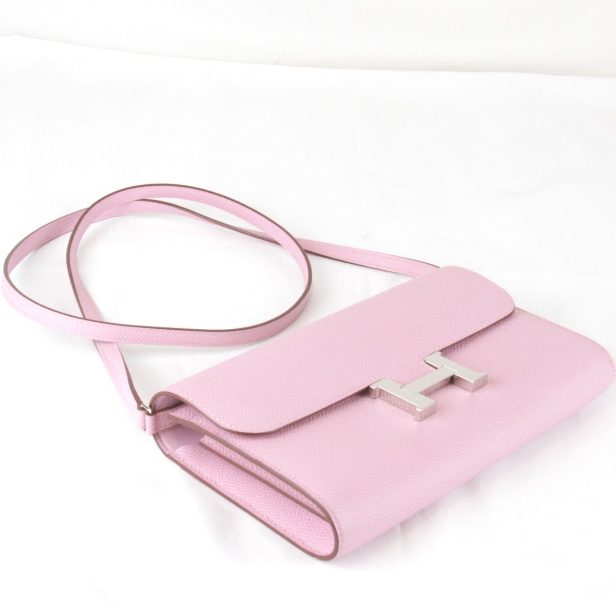 HERMES Constance Two Go Z-stamped shoulder bag, leather, pink, women's, mini size, pochette — Like New