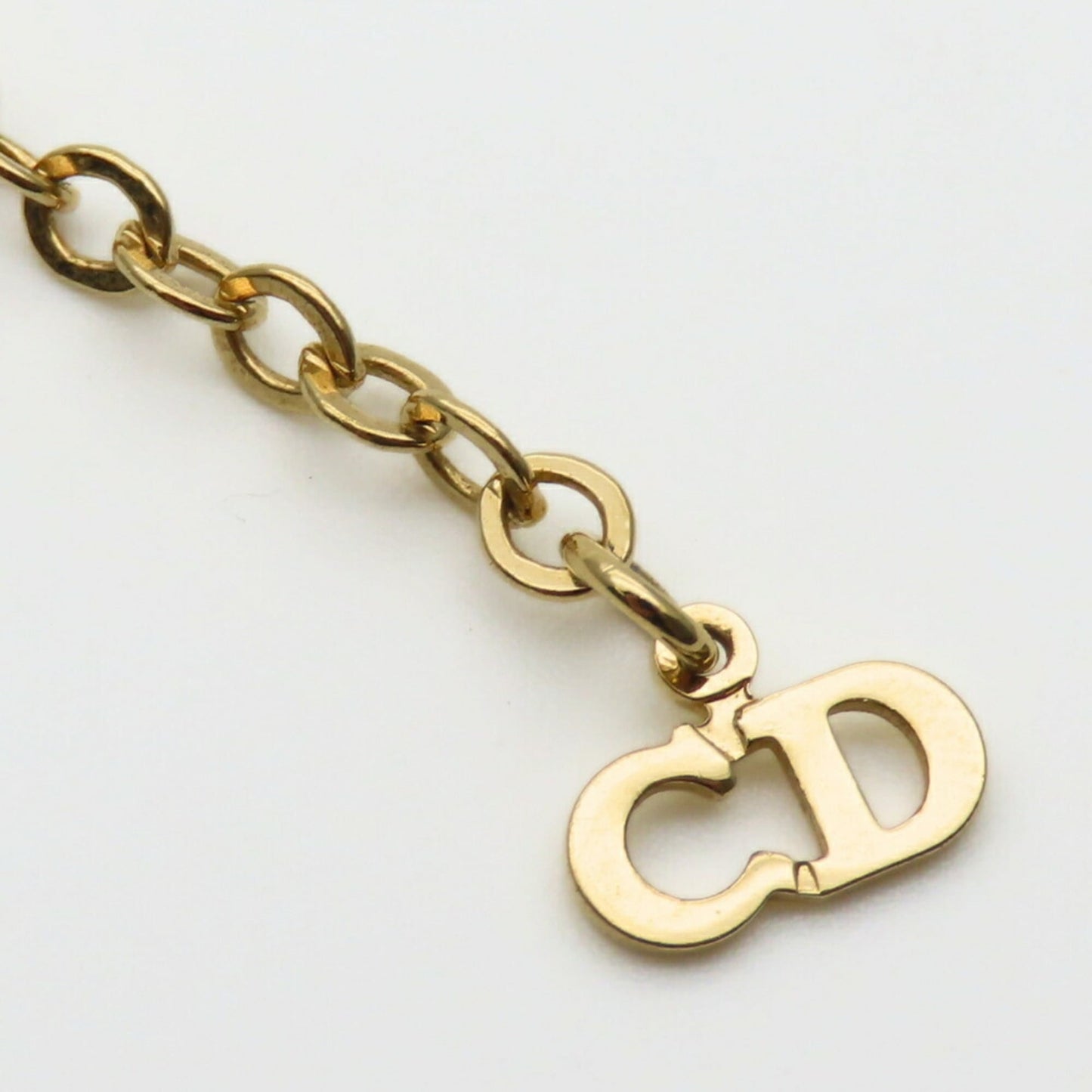 Christian Dior Necklace Emblem Metal Gold GP Plated Women's