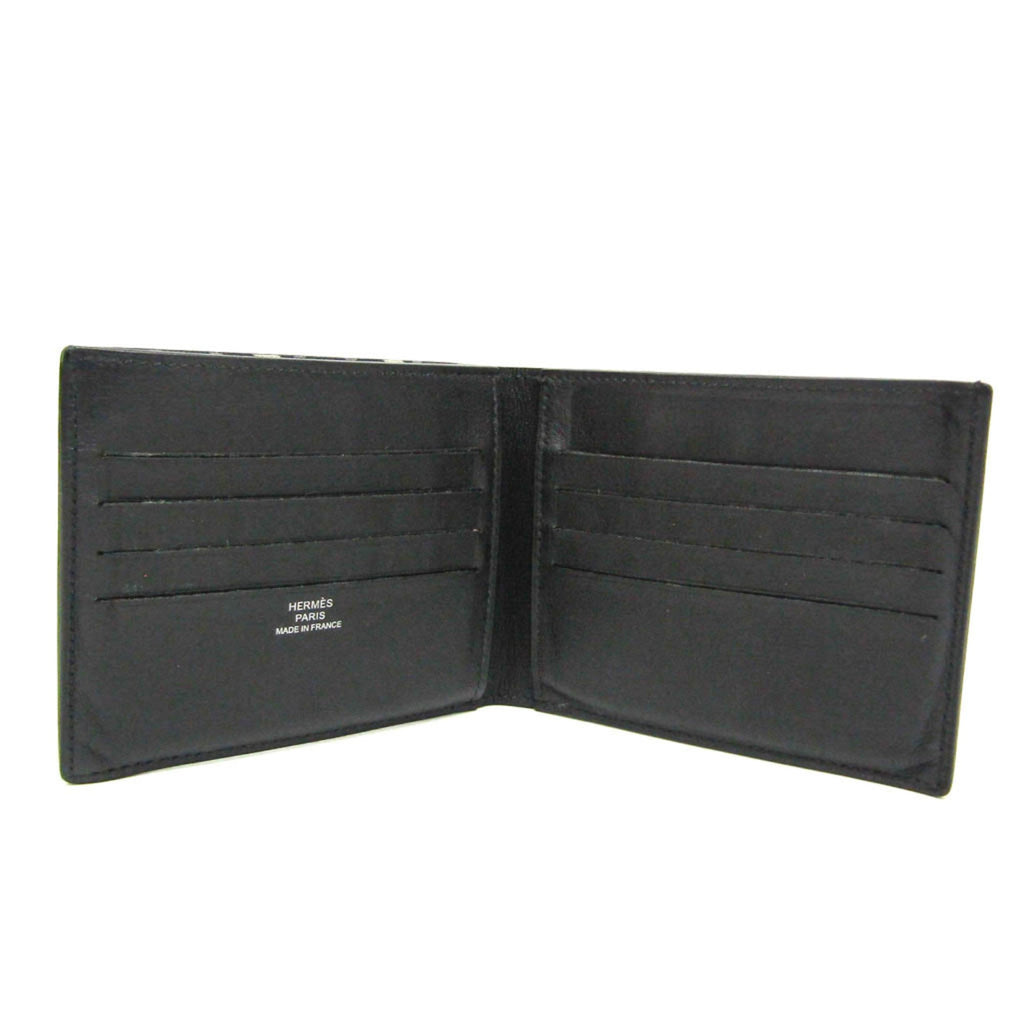 Hermes Citizen Twill Compact Men's Leather Bill Wallet (bi-fold) Black