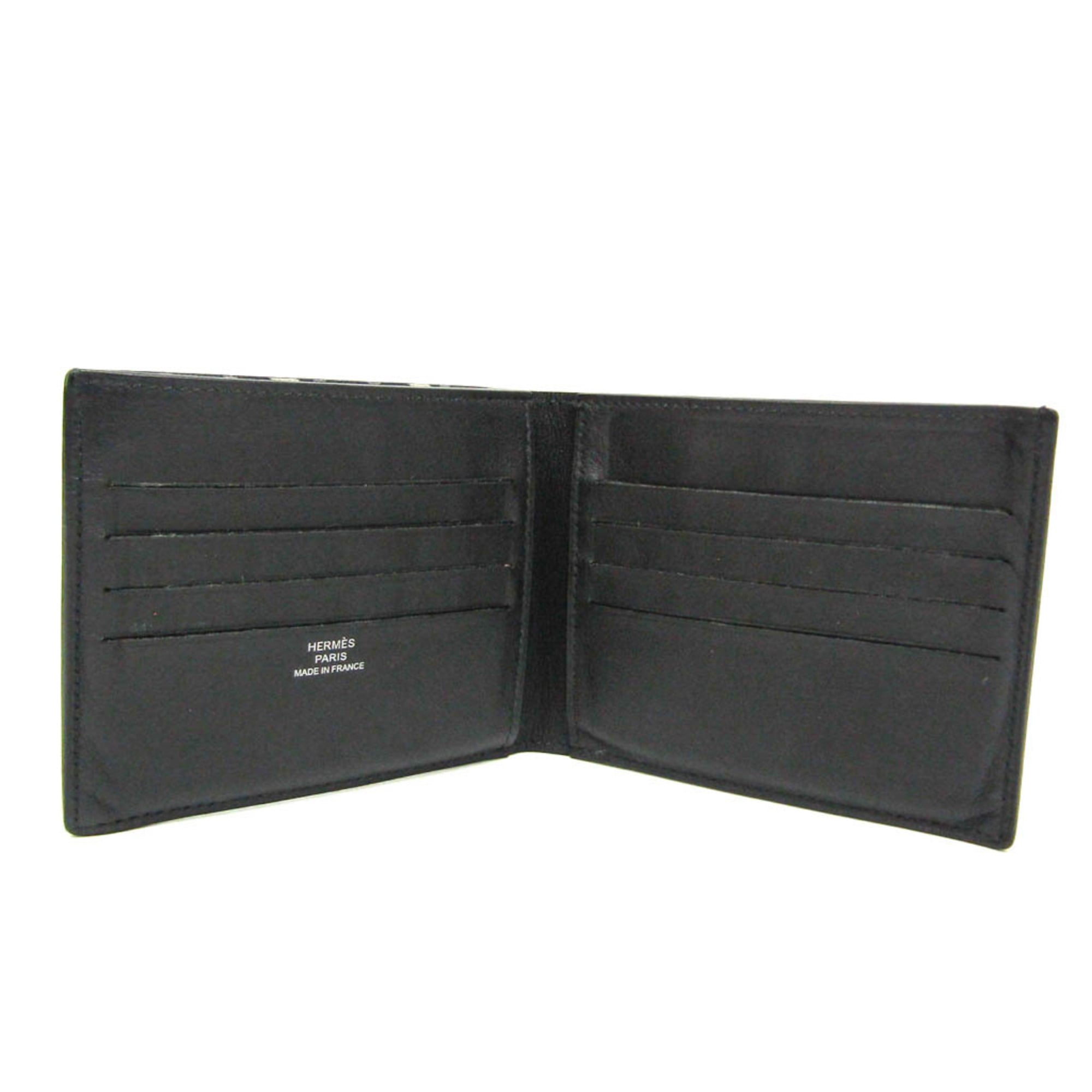 Hermes Citizen Twill Compact Men's Leather Bill Wallet (bi-fold) Black