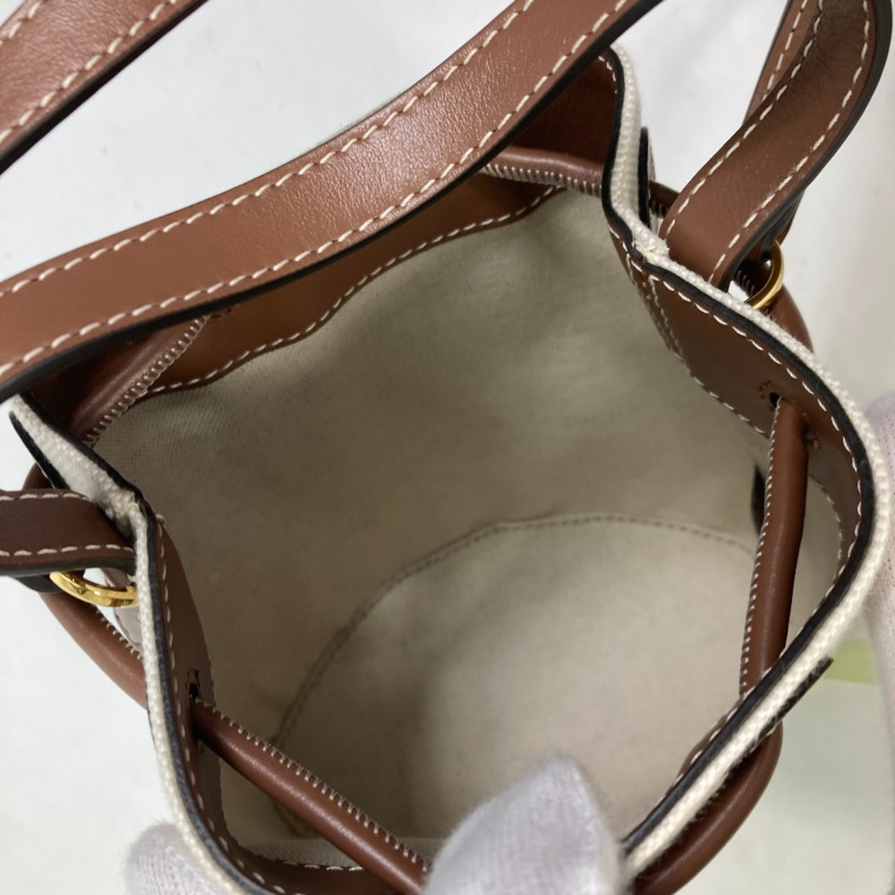Burberry 8070576 2WAY Shoulder Bag Bucket Crossbody Tote Bag IvoryBased Brown — Like New