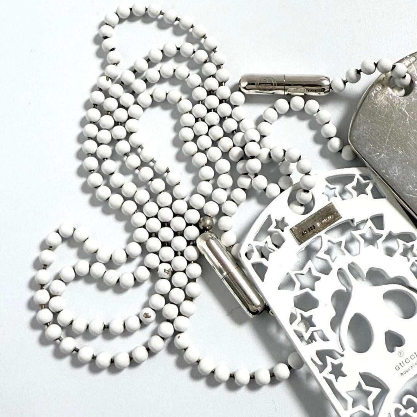 Gucci Men's Skull Dog Tag Pendant Necklace Silver