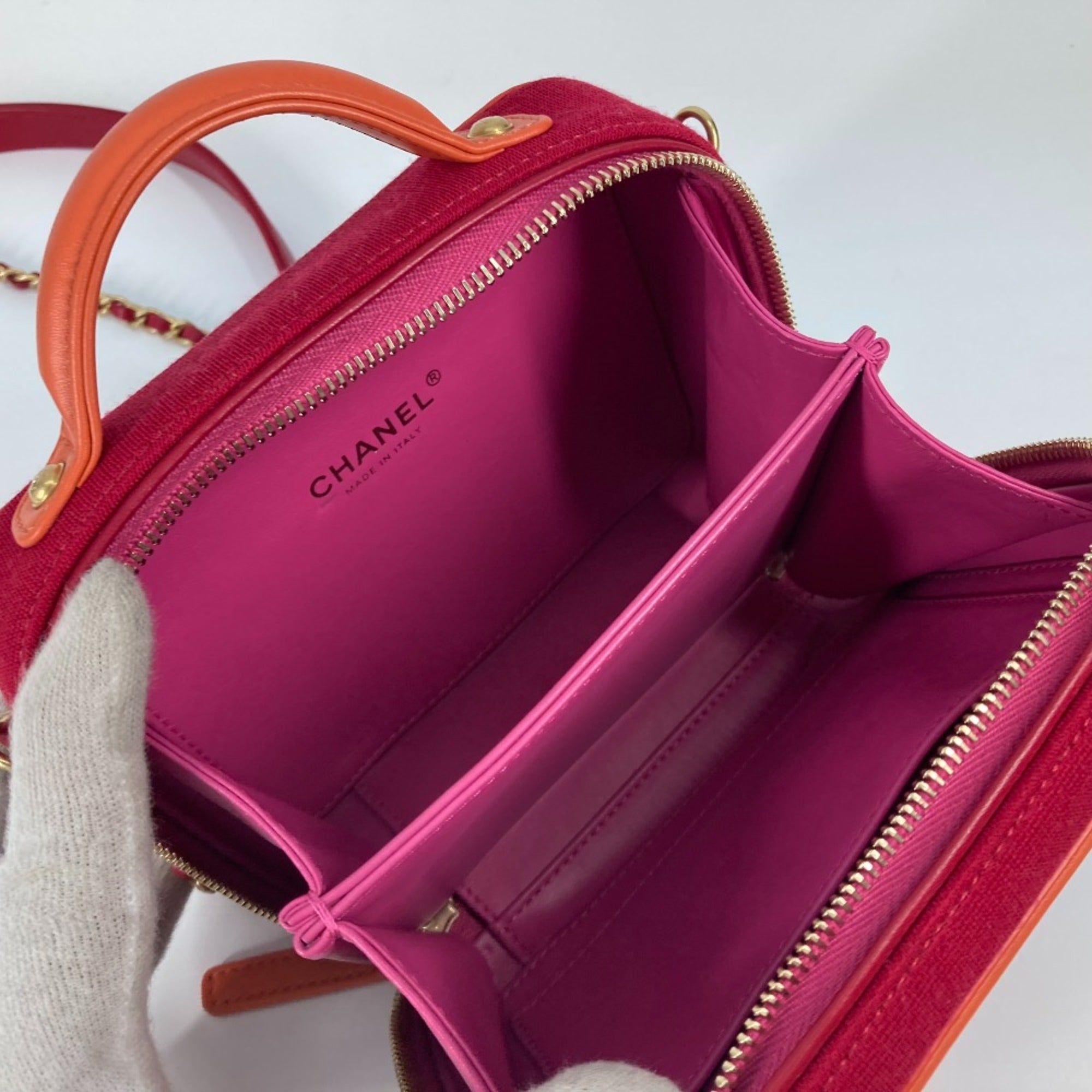 Chanel CC Mark Crossbody 2WAY bag Chain Shoulder Bag Red Orange — Like New
