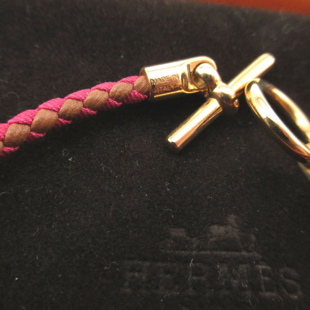 Hermes Leather Canvas Pink Brown Bracelet 0850HERMES — Like New