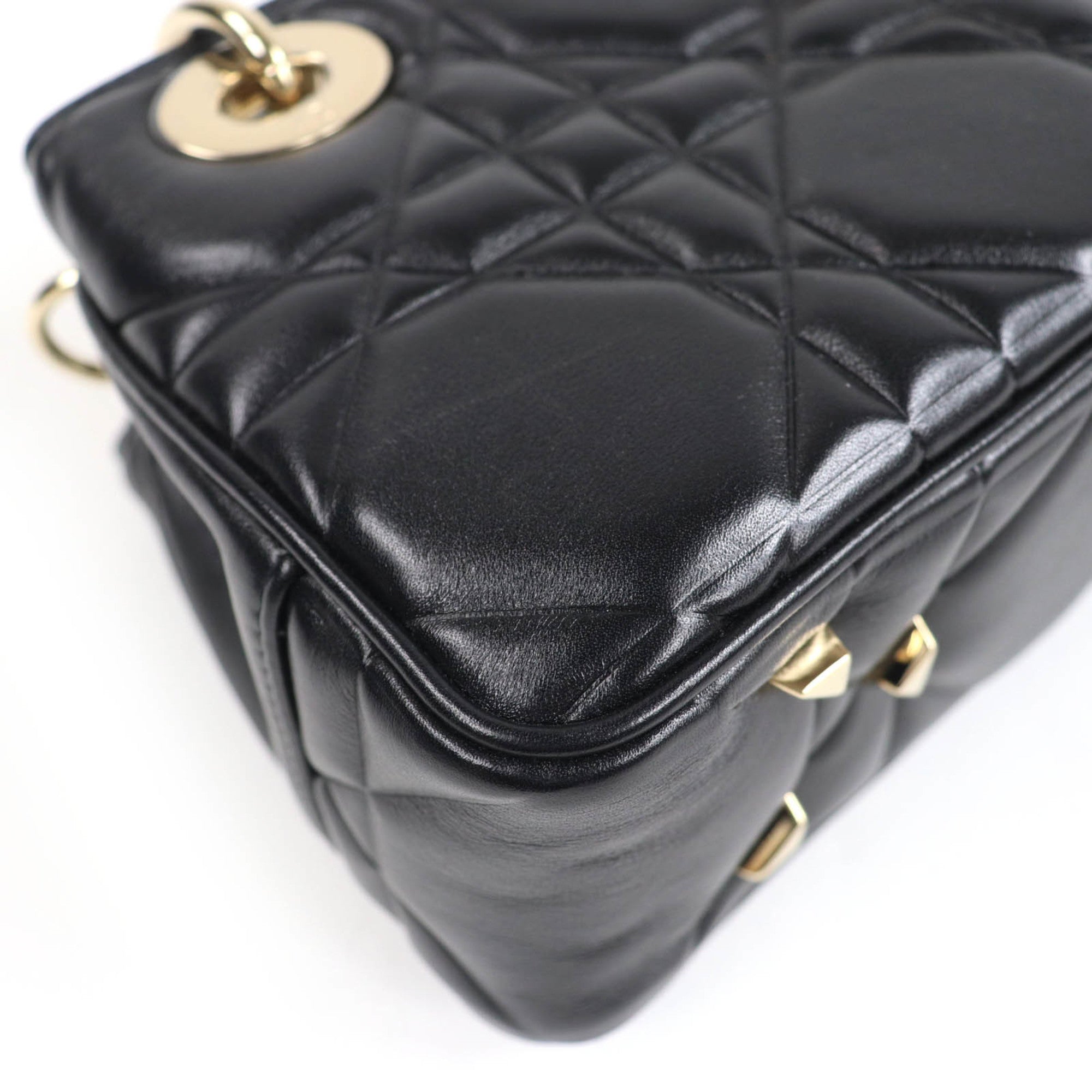 Christian Dior Cannage Lady 95.22 Mini Lambskin 2-Way Handbag/Shoulder Bag, Black, Gold Hardware, Dust Bag Included, Made in Italy — Like New
