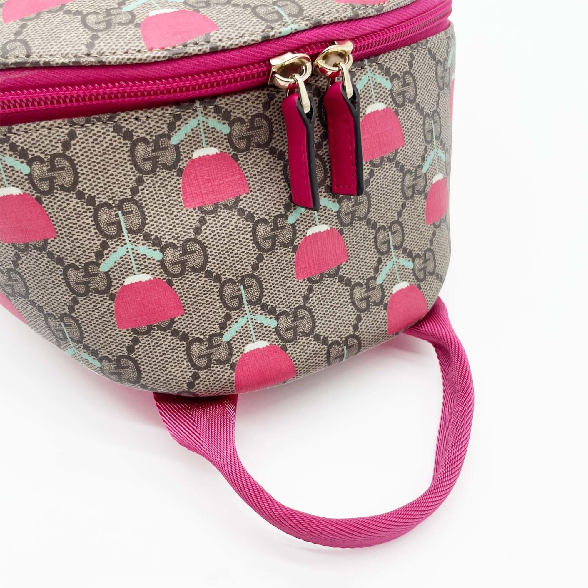 GUCCI Children's Tulip Backpack/Daypack, Flower Design, GG Supreme, 782708, Coated Canvas, Brown, Men's/Women's — Like New