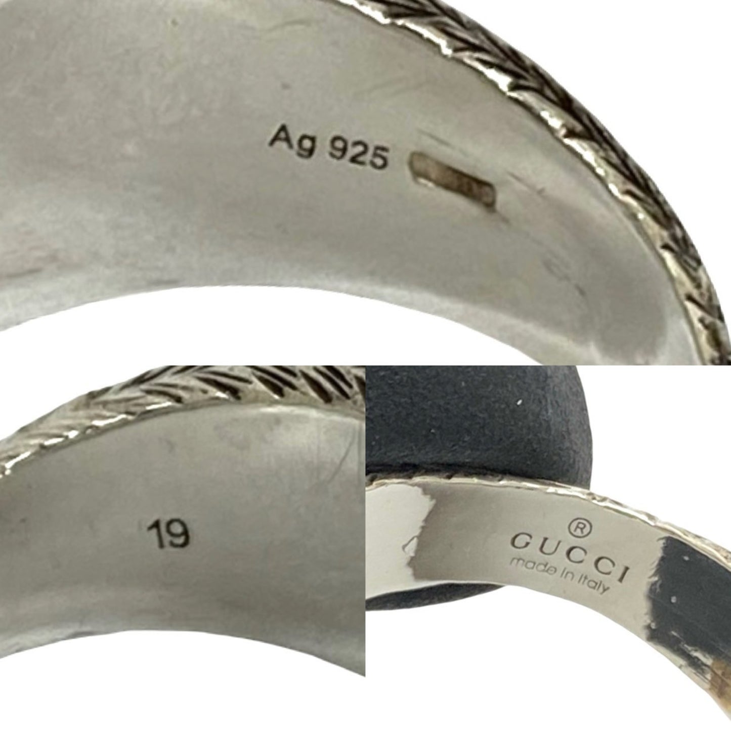 GUCCI Interlocking King G Arabesque Ring in Sterling Silver, 408-3