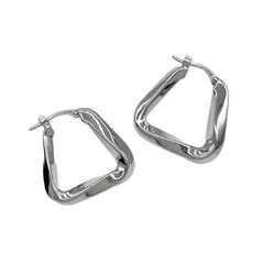 BOTTEGA VENETA Essential Twist Triangle Hoop Earrings, SV925 Silver, Men's & Women's — Like New