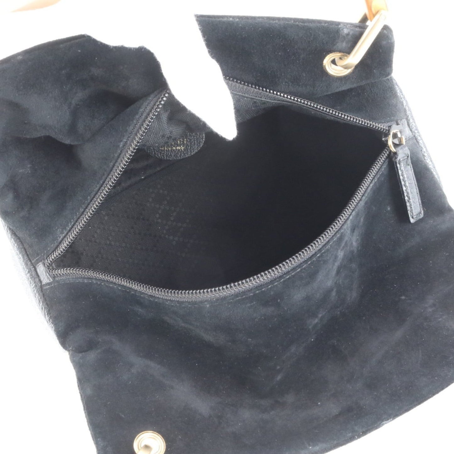 Gucci Bamboo 000 3444 Leather Handbag Black Tote Women's