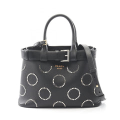 Prada Soft Grain Vite Buckle Tote Bag, Leather, Women's, Black, 1BA434 — New - Store Return