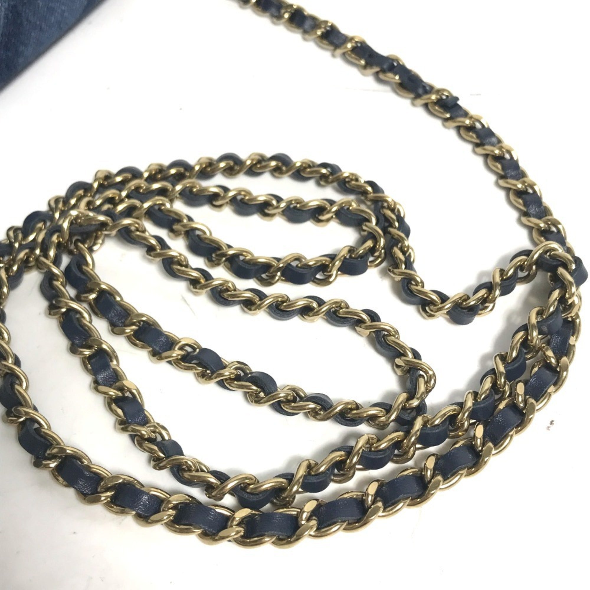 CHANEL AP0250 Long Wallet Chain Bag Matelasse Shoulder Denim Women's Blue — New - Store Return