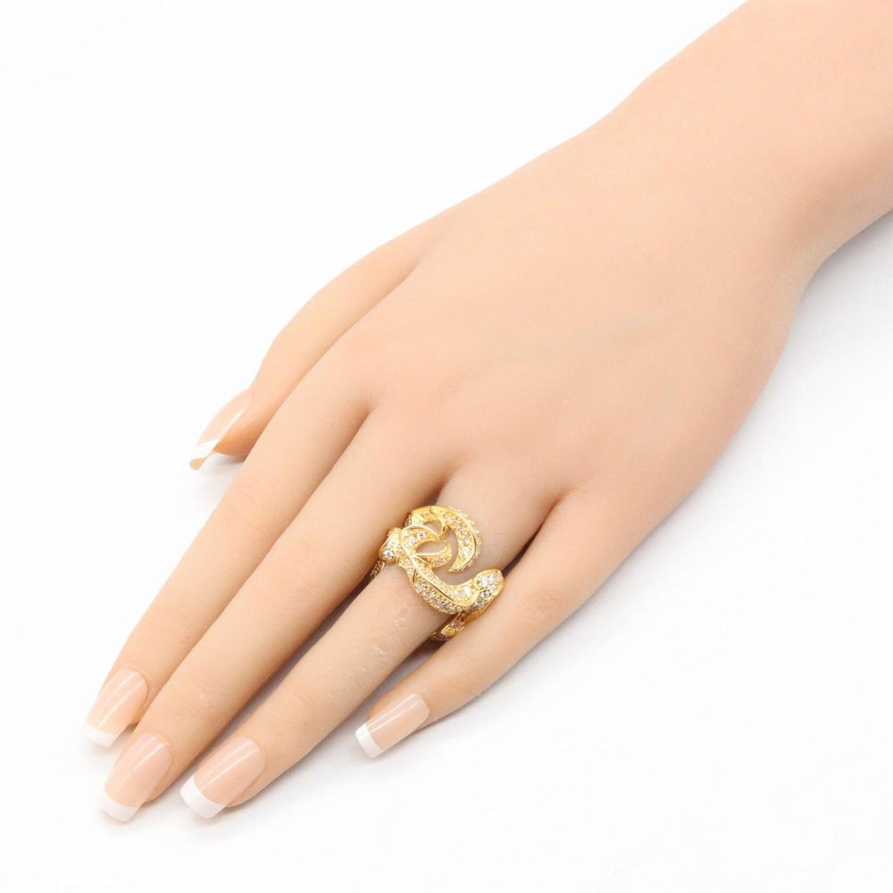 Bottega Veneta CZ Sterling Silver Ring - Women's Ring/Finger 925 Gold Tone — Like New