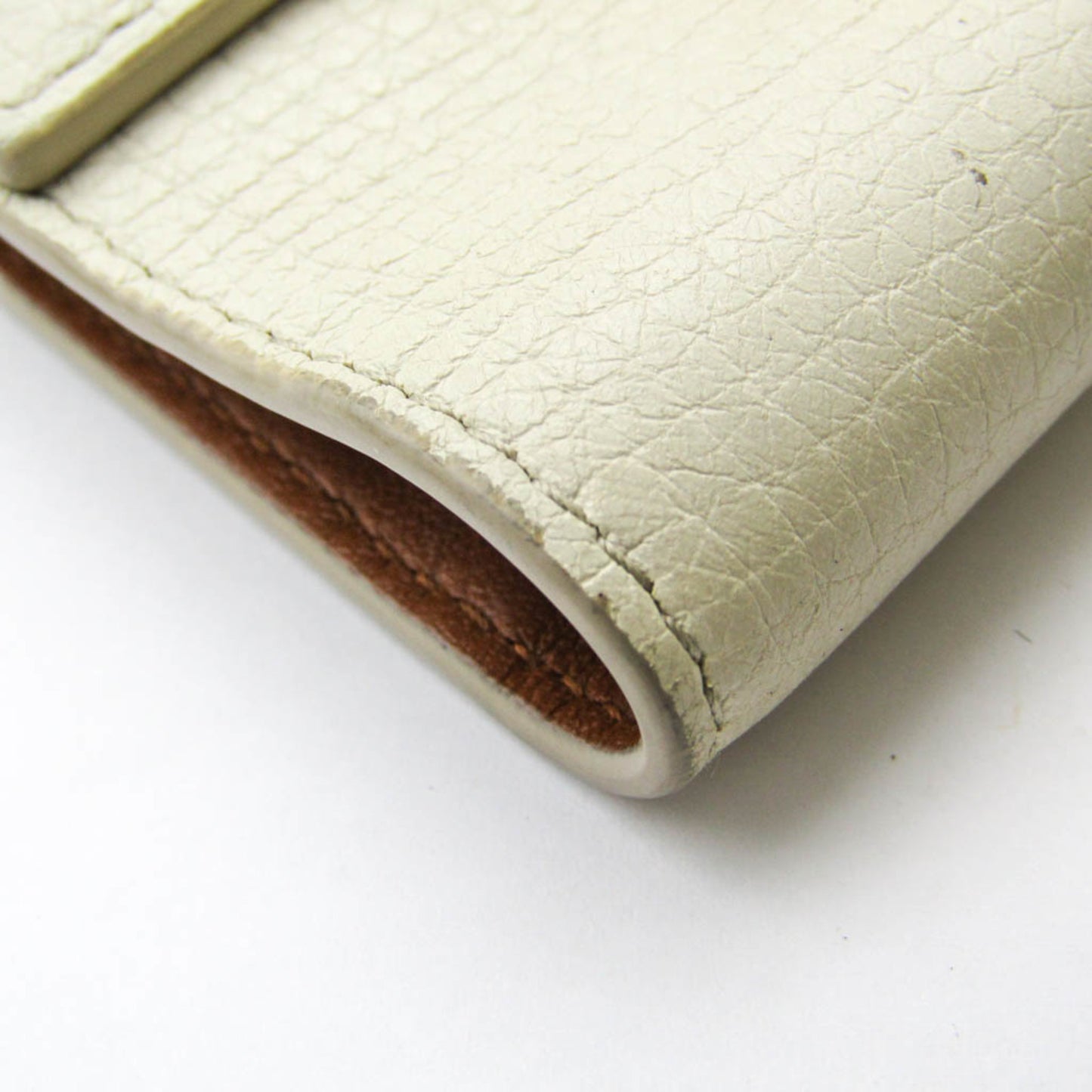 Bottega Veneta Palmerato 576637 Women's Leather Wallet (tri-fold) Off-white