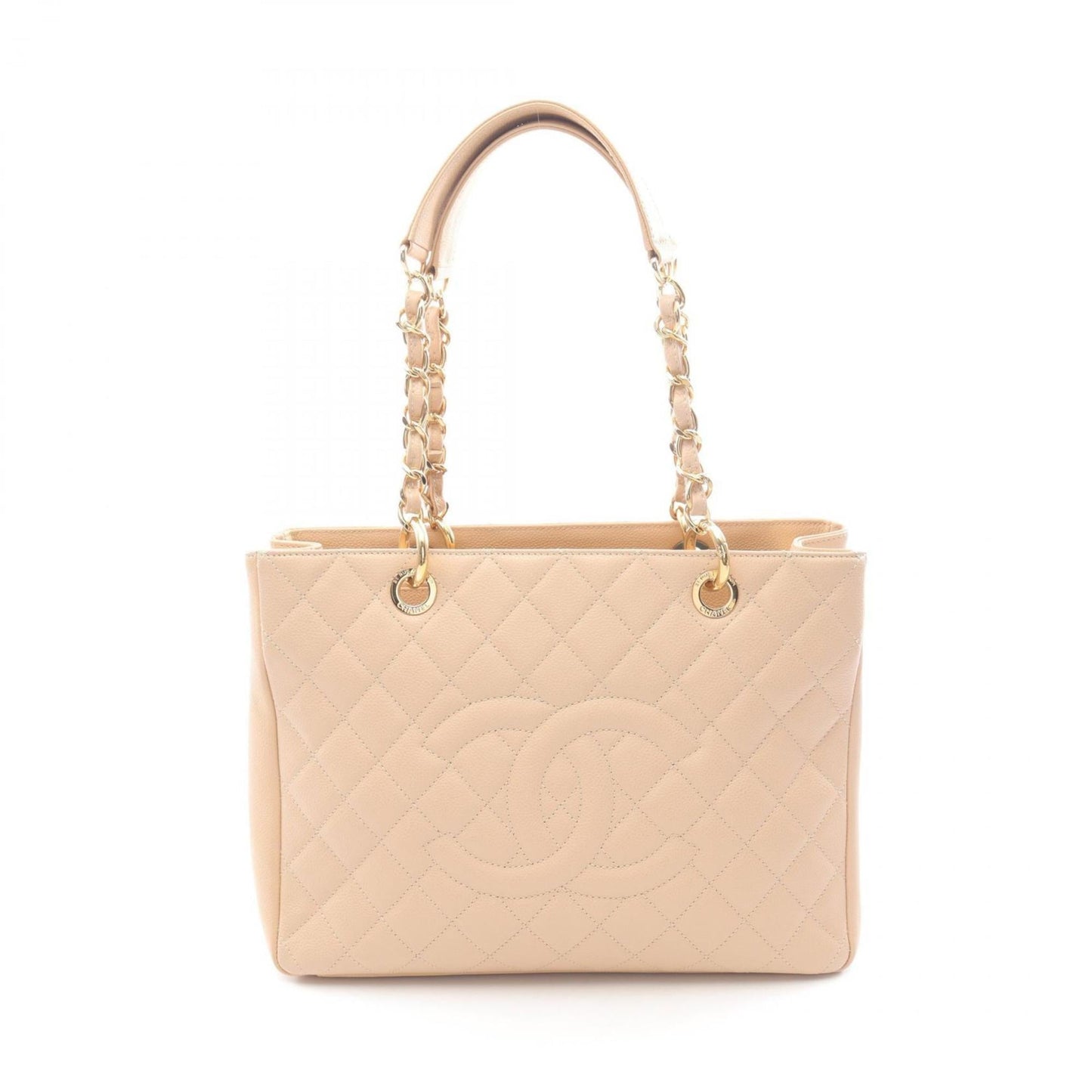 CHANEL Matelasse Grand Shopping GST Tote Bag in Beige Calfskin Leather (A50995) for Women