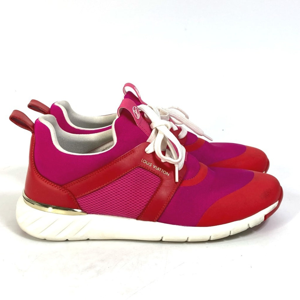 LOUIS VUITTON Two-tone Logo Sneakers with Laces, Nylon, Women's, Pink