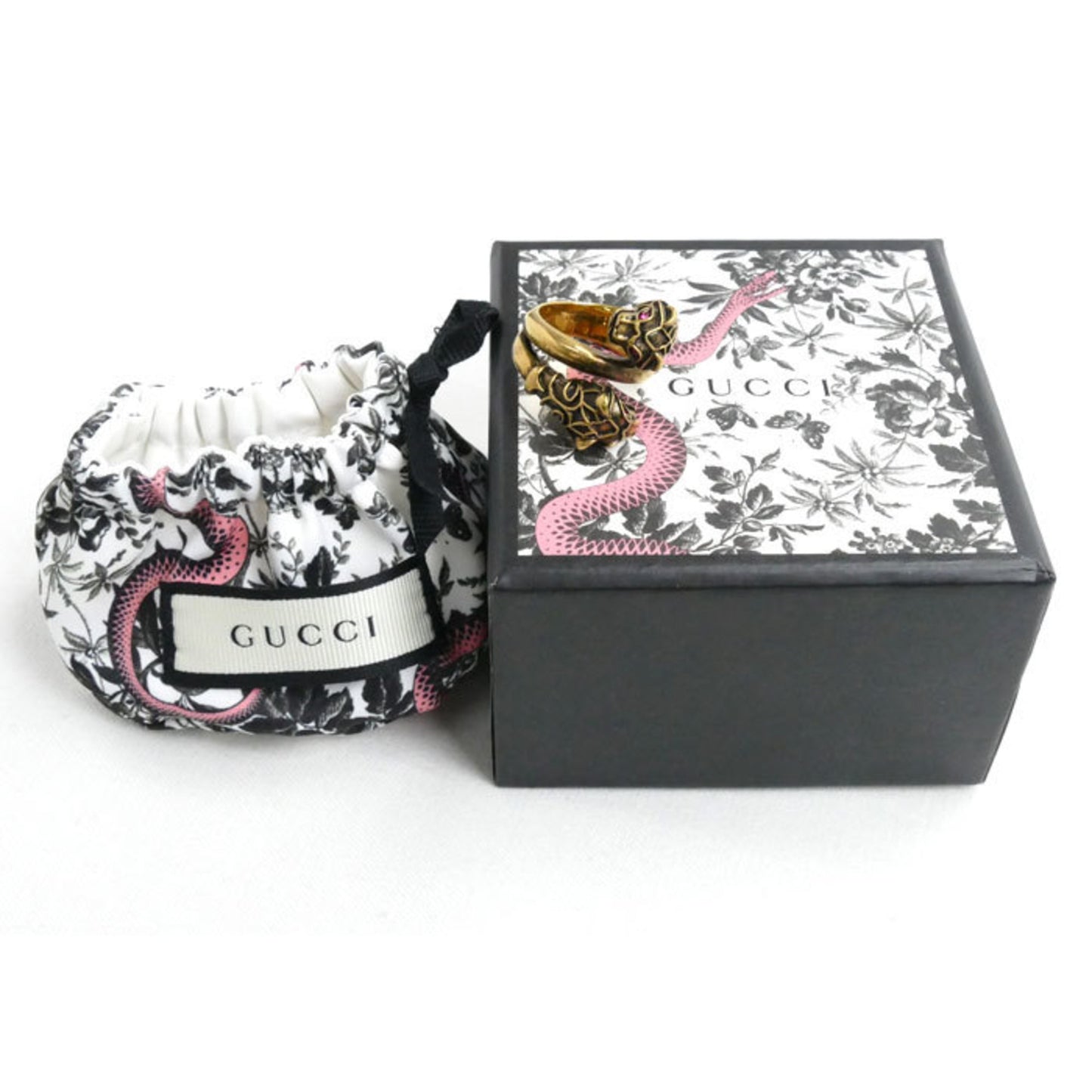 GUCCI Gucci Metal Double Tiger Head Color Stone Ring Size 18 Men's