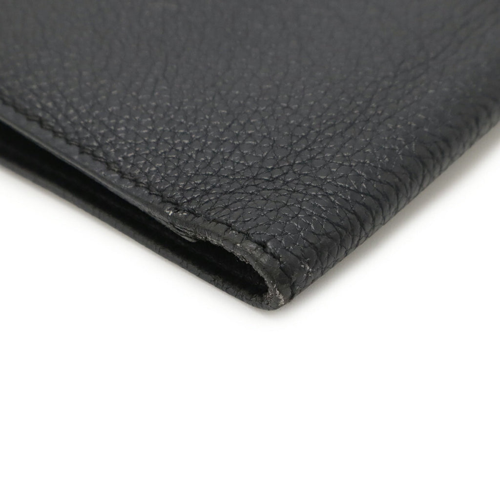 HERMES Dogon MM Bi-fold Long Wallet, Togo Leather, Black