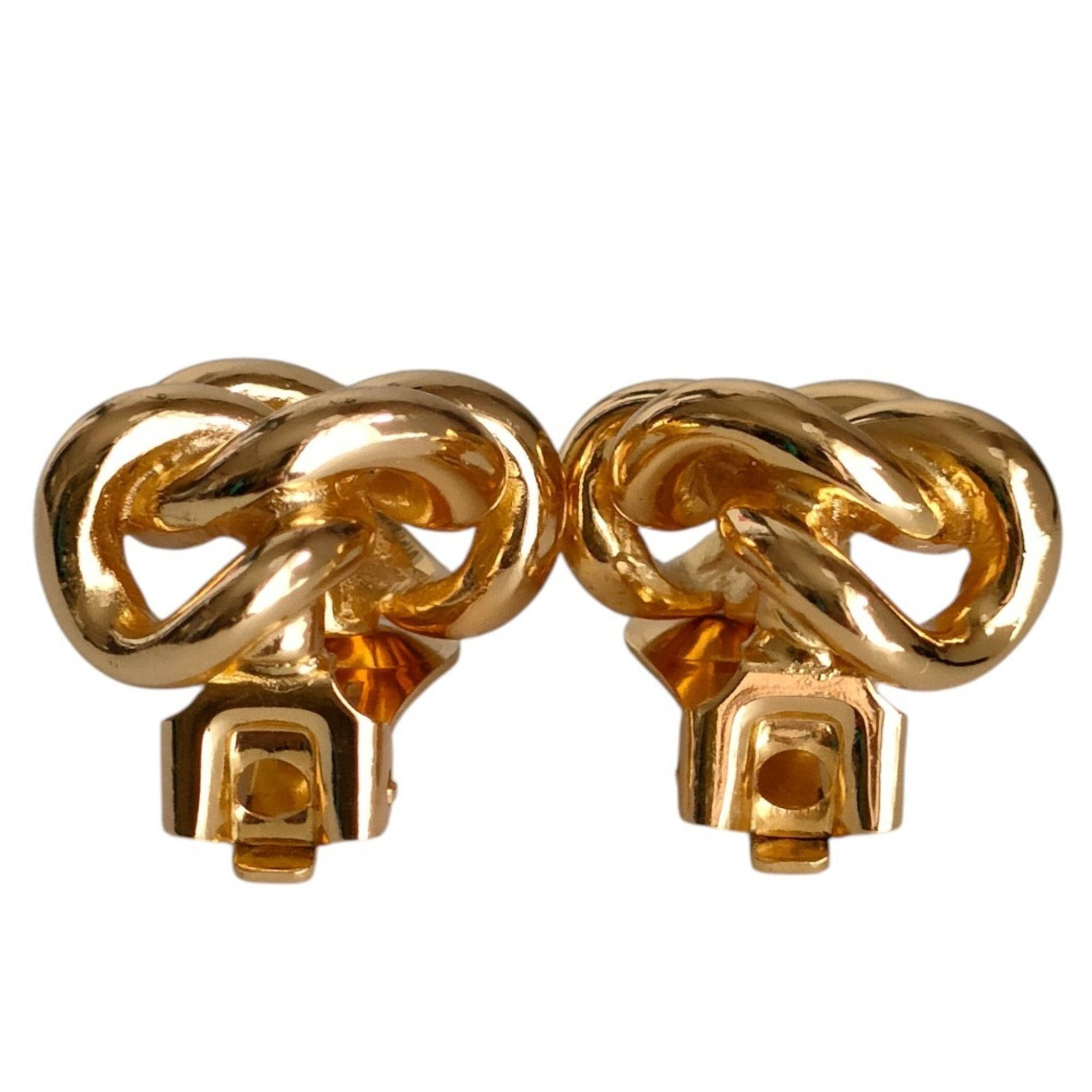 Christian Dior chain motif clip earrings, gold color, women's accessory — Like New