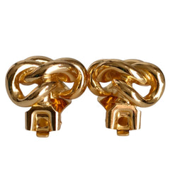 Christian Dior chain motif clip earrings, gold color, women's accessory — Like New